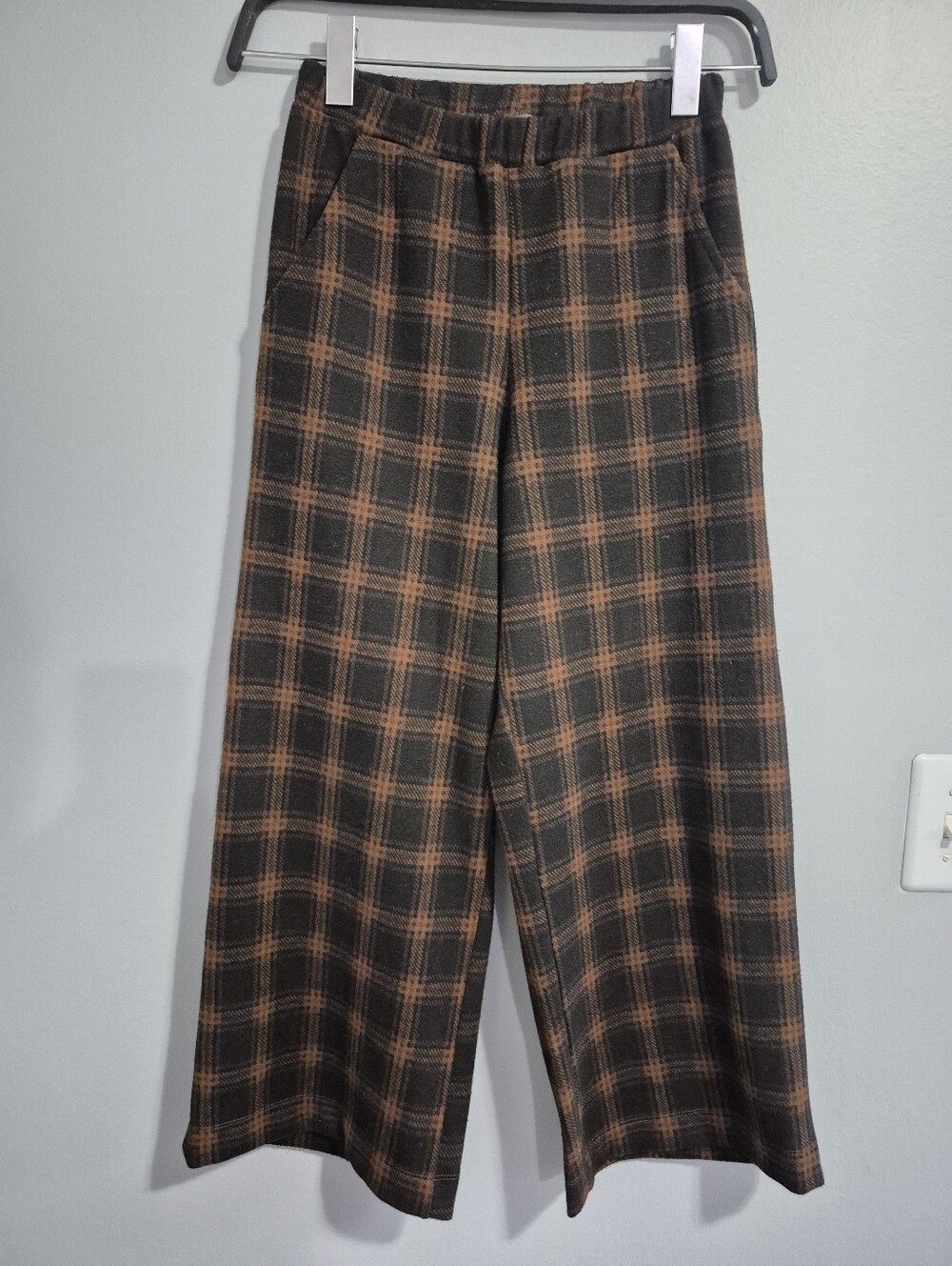 Alembika GingerPlaid plaid pull on stretchy winter Wide-Leg Pants Size 4-6